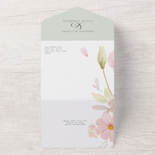 Rustikales Rosa All In One Einladung (Außenbereich)