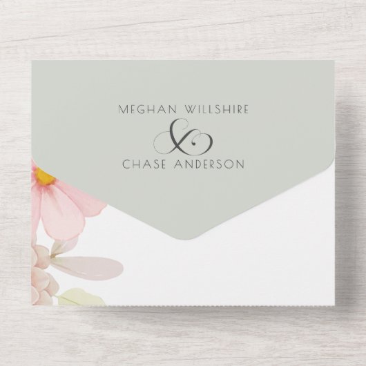 Rustikales Rosa All In One Einladung (Rückseite)