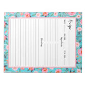 Rustikales rosa Aqua Wood Rezept Notizblock (Vorderseite)