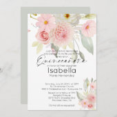 Rustikales Rosa Aquarellfarbe Quinceanera Einladung (Vorne/Hinten)