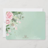 Rustikales Rosa Blume Grüne Girl Babydusche Einladung (Rückseite)