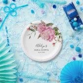 Rustikales Rosa Blume Grünes Brautparty Pappteller (Party)