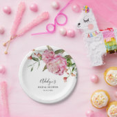 Rustikales Rosa Blume Grünes Brautparty Pappteller (Party)