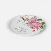 Rustikales Rosa Blume Grünes Brautparty Pappteller (Schrägansicht)