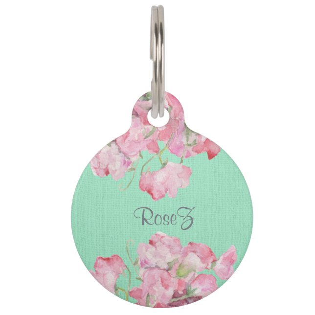 Rustikales rosa Blumen auf tadelloser grüner Tiermarke (Vorderseite)