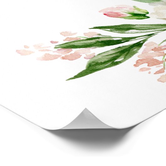 Rustikales Rosa Blumengrün Begrüßungszeichen Poster (Ecke)