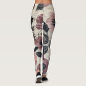 Rustikales Rosa Blumenmuster Leinen (7) Leggings (Rückseite)