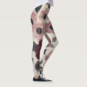 Rustikales Rosa Blumenmuster Leinen (7) Leggings (Rechts)