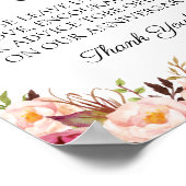 Rustikales rosa Blumenzellenzeichen Poster (Ecke)