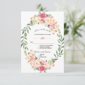 Rustikales Rosa Blütenblütenblütenhochzeit RSVP (Stehend Vorderseite)