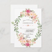 Rustikales Rosa Blütenblütenblütenhochzeit RSVP (Vorne/Hinten)
