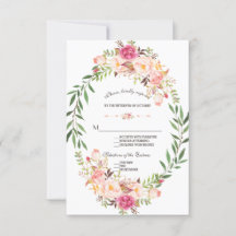 Rustikales Rosa Blütenblütenblütenhochzeit RSVP