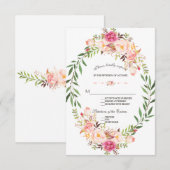 Rustikales Rosa Blütenblütenblütenhochzeit RSVP Karte (Vorne/Hinten)