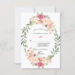 Rustikales Rosa Blütenblütenblütenhochzeit RSVP Karte