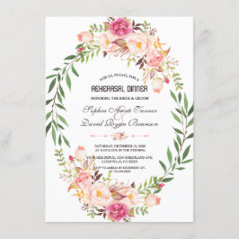 Rustikales Rosa Blütenblütenfest Probe Abendessen Einladung