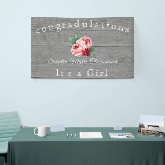 Rustikales Rosa Blütendümchen Rustikales graues Ho Banner (Messeveranstaltung)