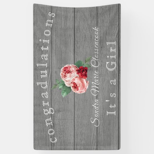 Rustikales Rosa Blütendümchen Rustikales graues Ho Banner (Vertikal)