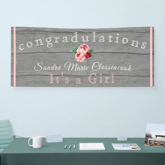 Rustikales Rosa Blütendümchen Rustikales graues Ho Banner (Messe)