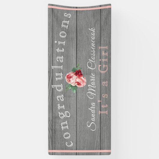 Rustikales Rosa Blütendümchen Rustikales graues Ho Banner (Vertikal)