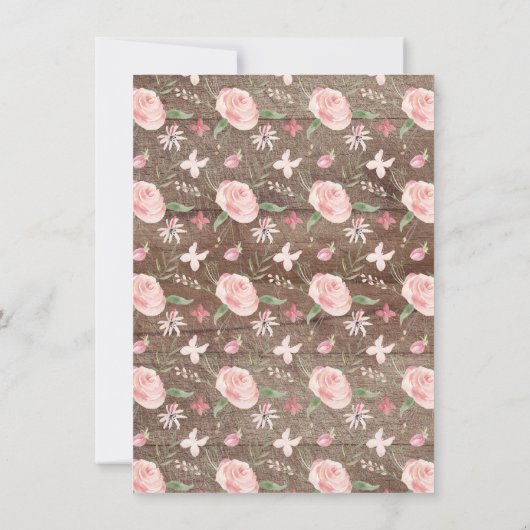 Rustikales Rosa Blütenrosa Bläserblütenkommunion Einladung (Rückseite)