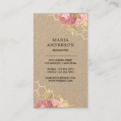 Rustikales Rosa Blütenschwarz Honig Kraft Visitenkarte (Rückseite)