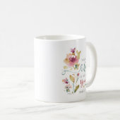 Rustikales rosa Botanisches Wasserfarbangebot Kaffeetasse (VorderseiteRechts)