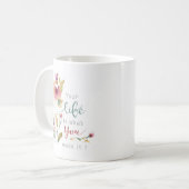 Rustikales rosa Botanisches Wasserfarbangebot Kaffeetasse (Vorderseite Links)