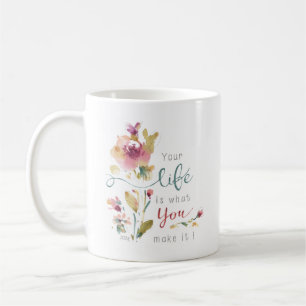 Rustikales rosa Botanisches Wasserfarbangebot Kaffeetasse