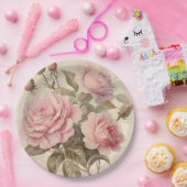Rustikales Rosa Bouquet Pappteller (Party)
