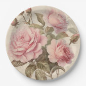 Rustikales Rosa Bouquet Pappteller (Vorderseite)