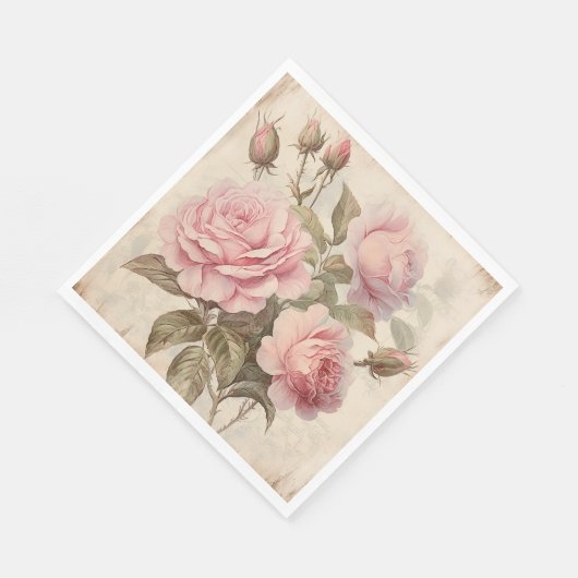 Rustikales Rosa Bouquet Serviette (Ecke)