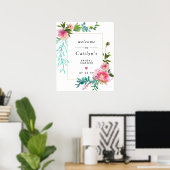 Rustikales Rosa Brautparty Boho Begrüßungszeichen Poster (Heimbüro)