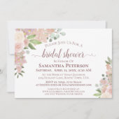 Rustikales Rosa Brautparty Einladung (Vorderseite)