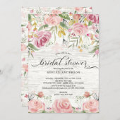 Rustikales Rosa Brautparty Einladung (Vorne/Hinten)