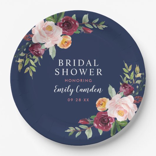 Rustikales rosa Brautparty Pappteller (Vorderseite)