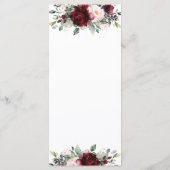 Rustikales, rosa, Burgunder, florales Hochzeitmenü Programm (Rückseite)