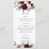 Rustikales, rosa, Burgunder, florales Hochzeitmenü Programm (Vorne/Hinten)