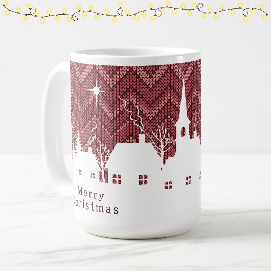 Rustikales Rosa-Christmas-Dorf-Chevron-Strickmuste Kaffeetasse