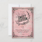 Rustikales rosa Cowgirl 16 . Geburtstag mit Foto Dankeskarte (Vorderseite)