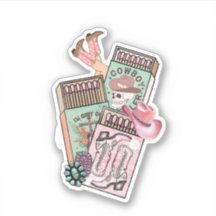 Rustikales rosa Cowgirl Vinyl Sticker