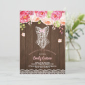 Rustikales, rosa Dessous-Brautparty Einladung (Stehend Vorderseite)