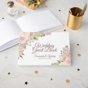 Rustikales Rosa Elegante Boho Chic Hochzeit Gästebuch