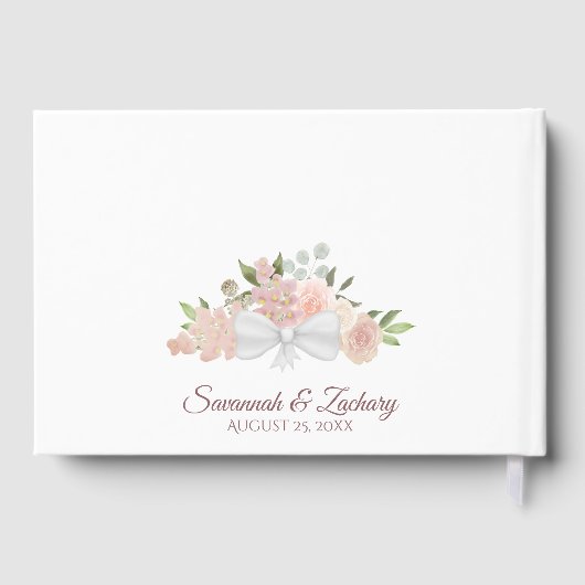 Rustikales Rosa Elegante Boho Chic Hochzeit Gästebuch (Rückseite)