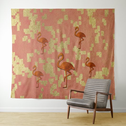 Rustikales Rosa Flamingos Tapestry Wandteppich (Beispiel (Horizontal))
