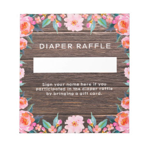 Rustikales rosa Floral Diaper Notizblock