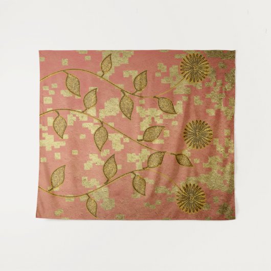 Rustikales Rosa Floral Shine Wandteppich (Vorderseite (Horizontal))