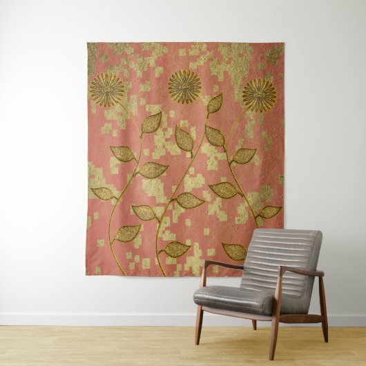 Rustikales Rosa Floral Shine Wandteppich (Beispiel)