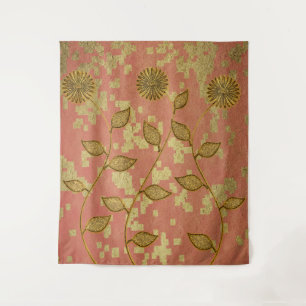 Rustikales Rosa Floral Shine Wandteppich