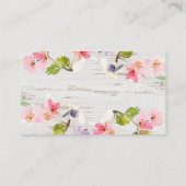 Rustikales Rosa Florals auf weißem Holz Begleitkarte (Rückseite)