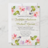 Rustikales Rosa Florals auf Weißholz Einladung (Vorderseite)